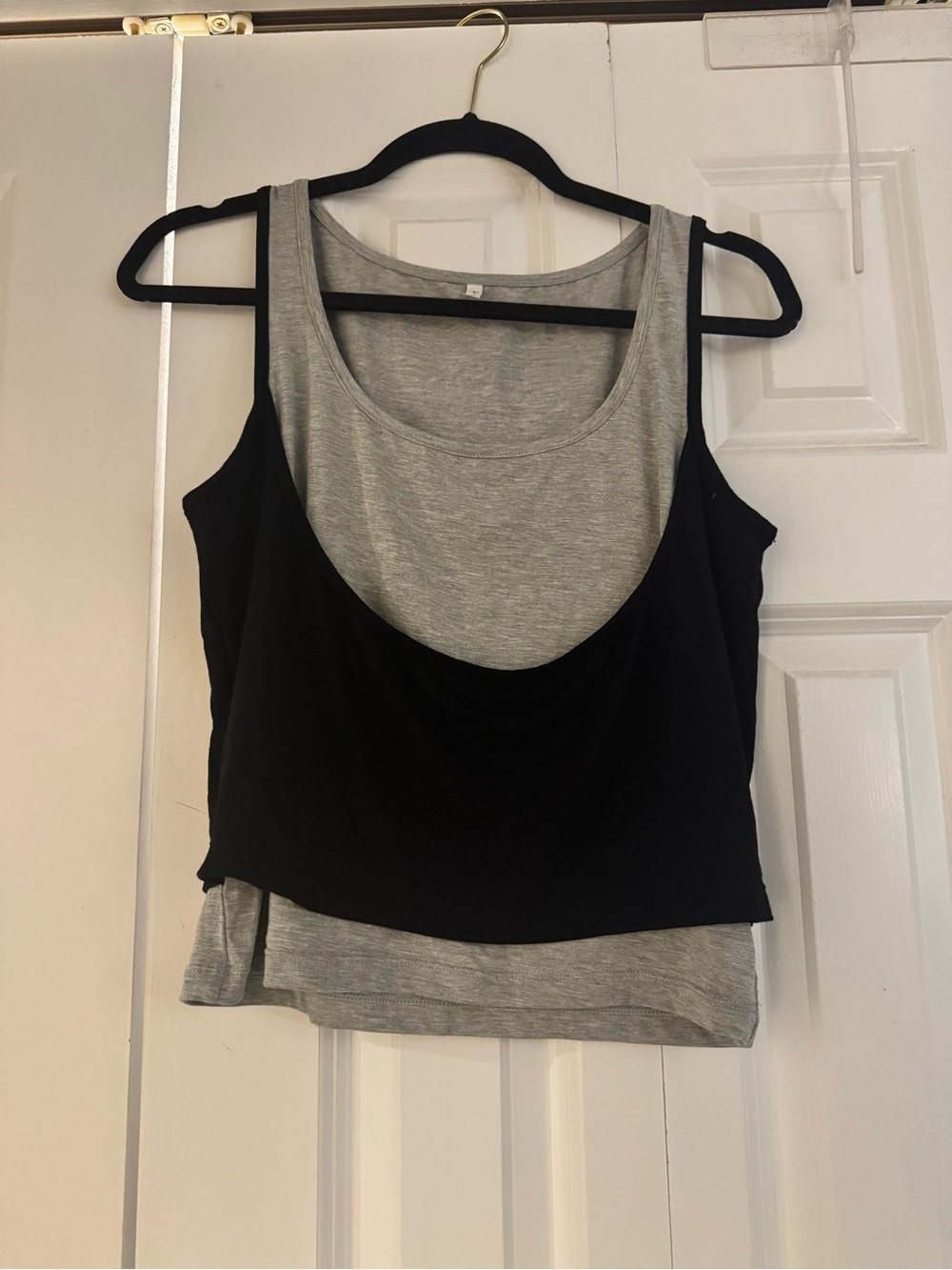 NWOT Halara 2-in-1 Layered Black Gray Tank Top L
